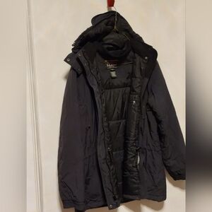 L L Bean Women's Hooded Coat Full Zip OHJ355 Large-Barn Coat